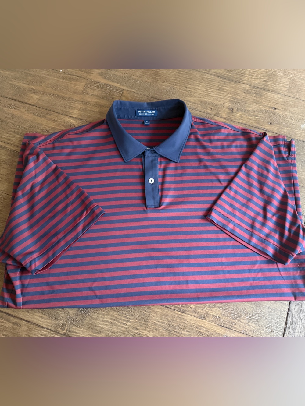 Peter Millar Navy and Red Striped Polo Shirt